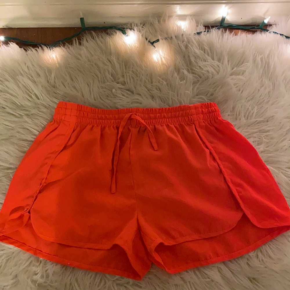 Neon orange/pink athletic shorts from forever 21!